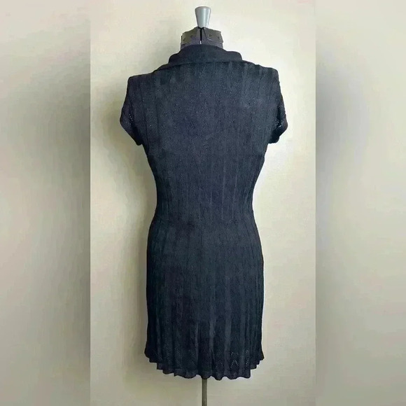 Urban Outfitters FREE PEOPLE Pointelle Lace Knit Black Dress Small - Picture 5 of 13